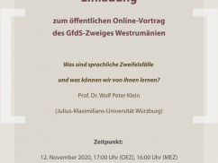 Öffentlicher Online-Vortrag des GfdS-Zweiges Westrumänien